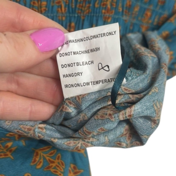 NWT Luna Moon Prairie Peasant Crocheted Accent Maxi Teal Skirt Size Medium - Picture 7 of 13